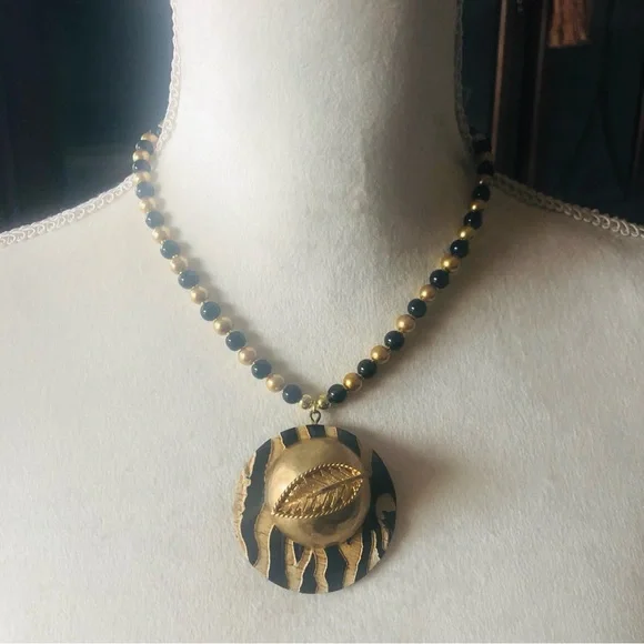 Handcrafted repurpose jungle inspired large pendant Czech glass